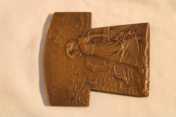 Very Detailed French Bronze Plaque Signed (1 of 3)