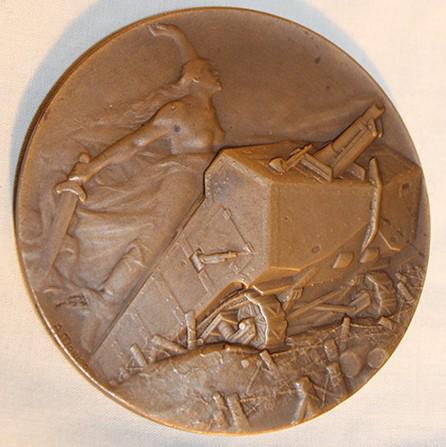 Signed Alexander Morlon French Bronze Plaque "Offensice Deschars 1917" (1 of 3)