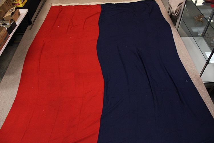Huge 12' Wide, 9' Tall Flag In Blue And Red: Huge 12' wide, 9' tall flag in blue and red. Hand made, estate fresh.