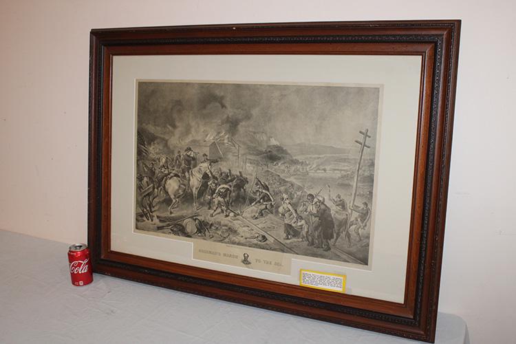 Super Large 19th C. Civil War Steel Engraving Of Shermans March To The Sea (1 of 7)