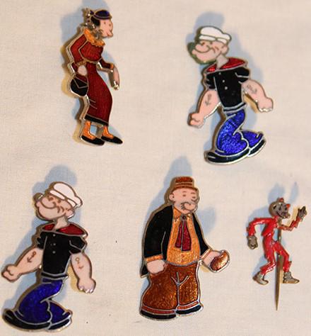 Group Of 5 Vintage 1930-1940 Enameled Pins (1 of 4)