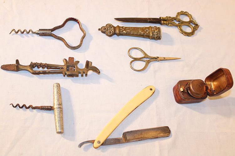 Group Of Neat Scissors, Corkscrews, Straight Razor, Etc. (1 of 4)