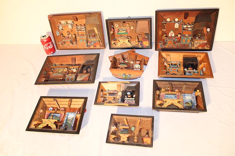 Nice Group Of 10 Vintage Awesome Shadow Box Dioramas (1 of 4)