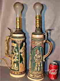 (2) Old German 2 Liter Steins Made Into Lamps (1 of 3)