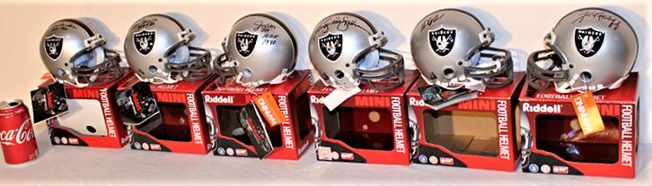 6 Original Signed Riddell Mini Helmets Oakland Raiders (1 of 6)