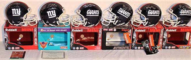6 Super Original Signed Mini Helmets Of The New York Giants (1 of 5)