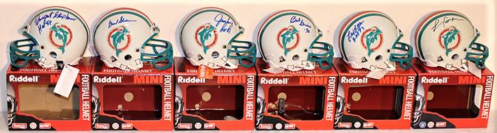 6 Original Signed Mini Helmets Of The Miami Dolphins (1 of 5)
