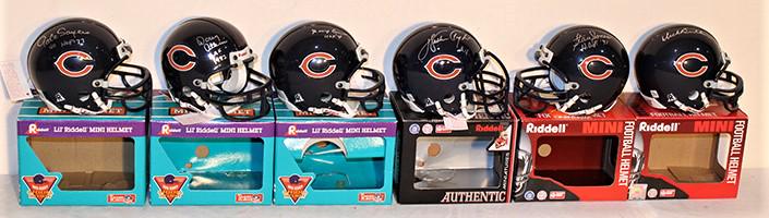 6 Original Signed Mini Helmets Of Chicago Bears (1 of 5)