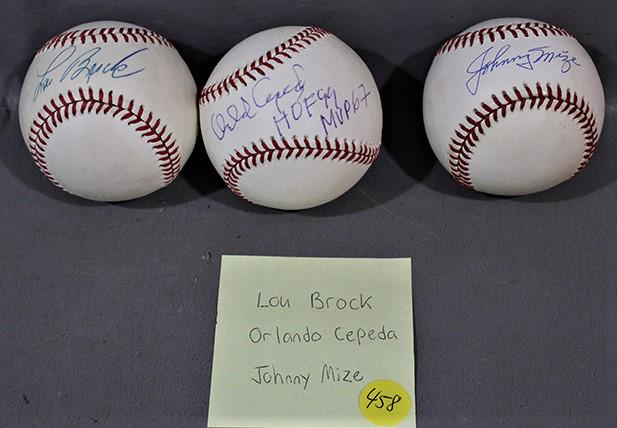 3 Signed Baseballs Including Lou Brock, Orlando Cepeda, Johnny Mize (1 of 5)