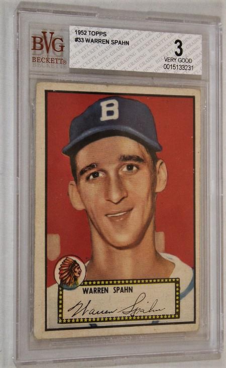 1952 Topps #33 Warren Spahn Baseball Card (1 of 3)