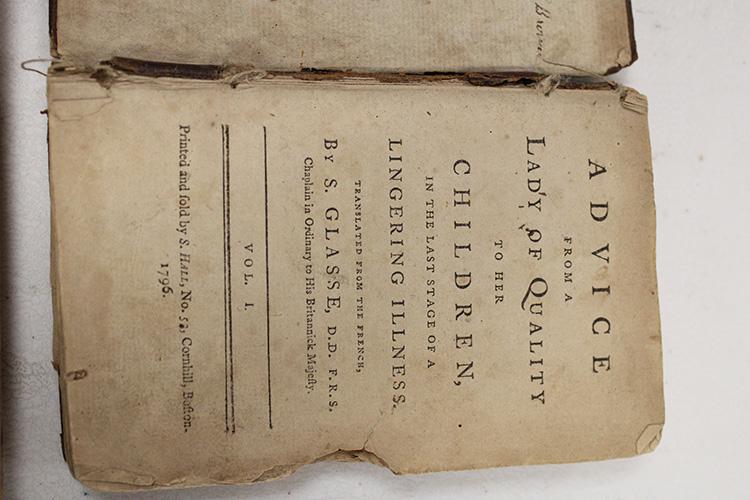 Ladies Advice Dated 1796 Book: Ladies Advice dated 1796 signed Nancy Brown. Has wear.
