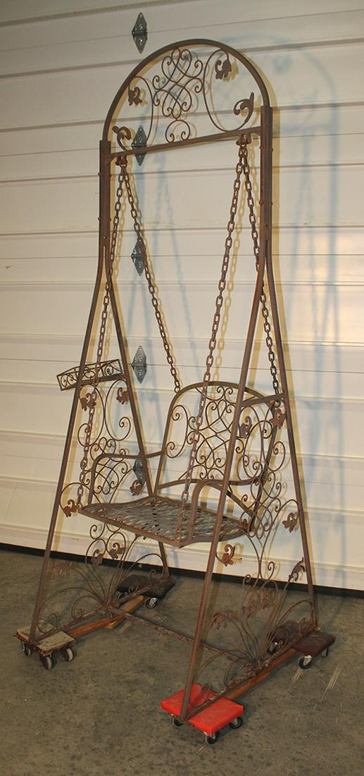 Real Neat Iron Garden Swing With Floral Design (1 of 5)