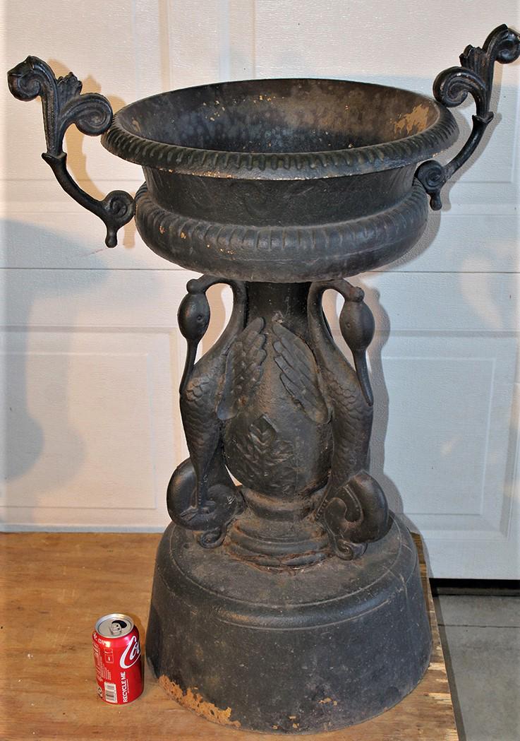 Large Double Handled Cast Iron Garden Urn (1 of 4)
