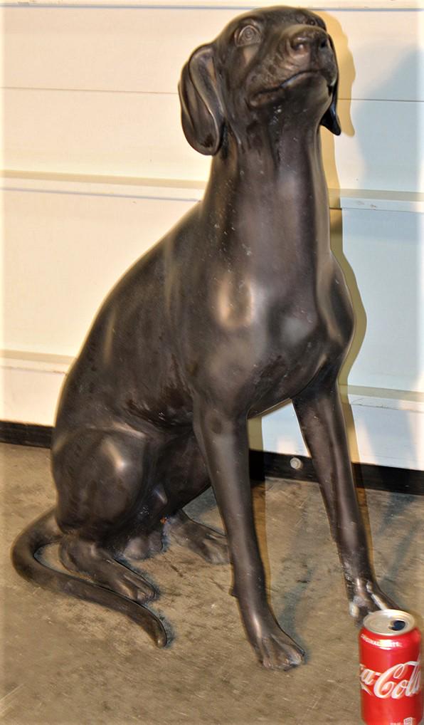 Very Heavy Solid Bronze Sitting Dog Artist Signed J. Riley (1 of 6)