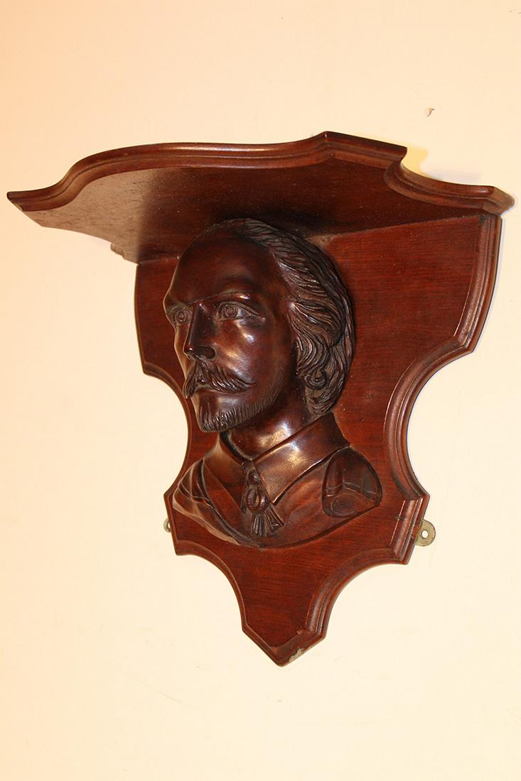 Victorian Clock Shelf With Huge Carved Shakespeare Head (1 of 4)
