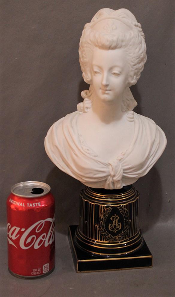 Beautiful Porcelain And Bisque Bust Marked Sevres France: Beautiful porcelain and bisque bust marked Sevres France. All in nice condition, base needs to be tightened to the top. 7" wide, 14" tall.