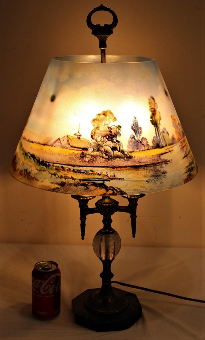 Very Pretty 16" Artist Signed (H. Fisher) Reversed Painted Pairpoint Lamp (1 of 11)