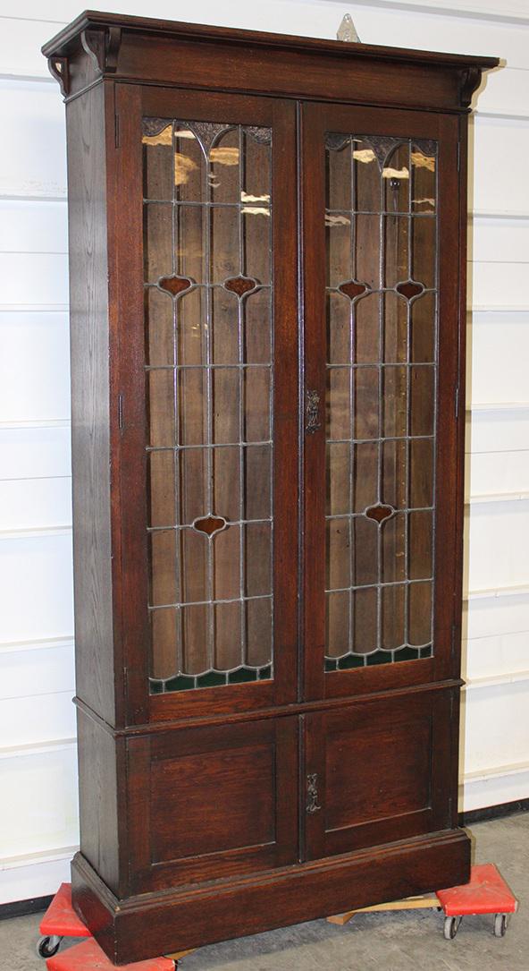 Mission Oak Style 2 Door Book Case With Nouveau Leading (1 of 4)