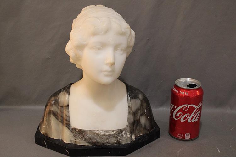 Artist Signed 2 Color Marble Bust On A Black Marble Base (1 of 5)