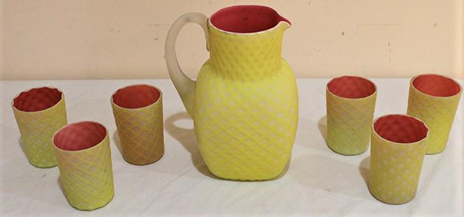 7 Piece Cased Diamond Quilted Antique Lemonade Set (Yellow To Pink) (1 of 4)