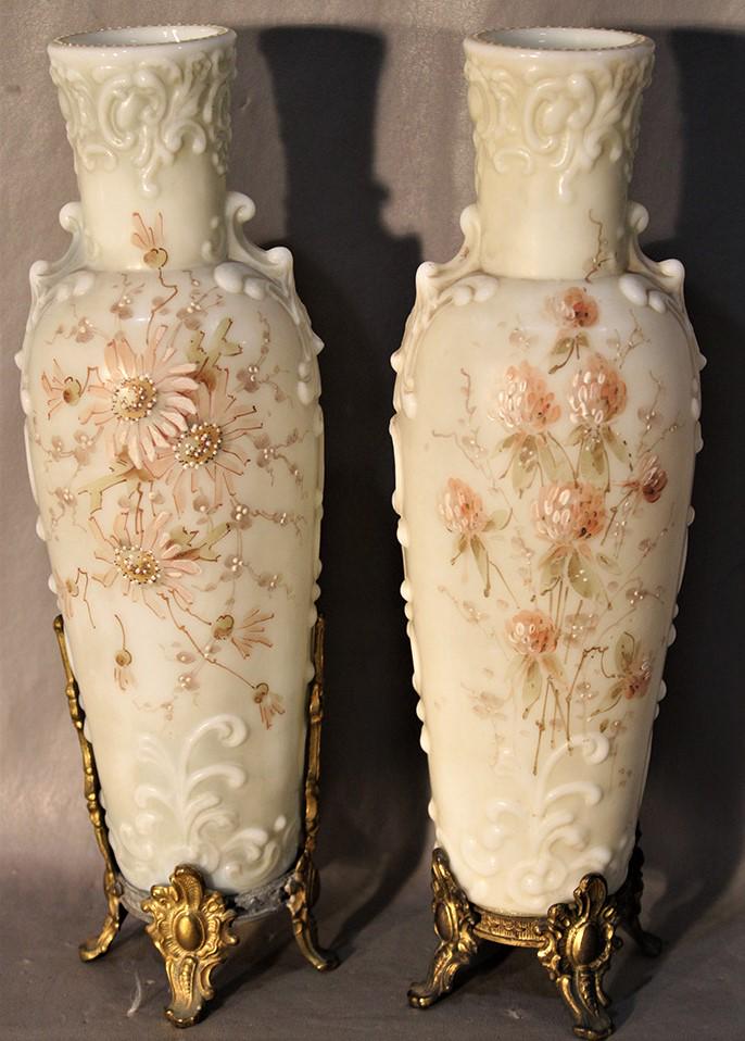 2 Signed Wavecrest 10" Vases With Raised Enameling (1 of 3)