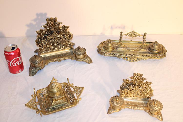 4 Really Fancy Solid Brass Inkwells (1 of 5)