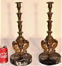 Pair Of 16" Tall Bronze And Marble Candelabras
