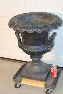 Awesome Signed Wood & Co. Philadelphia PA Cast Iron Urn: Awesome signed Wood & Co. Philadelphia PA cast iron urn in nice condition. 21" wide, 25" tall.