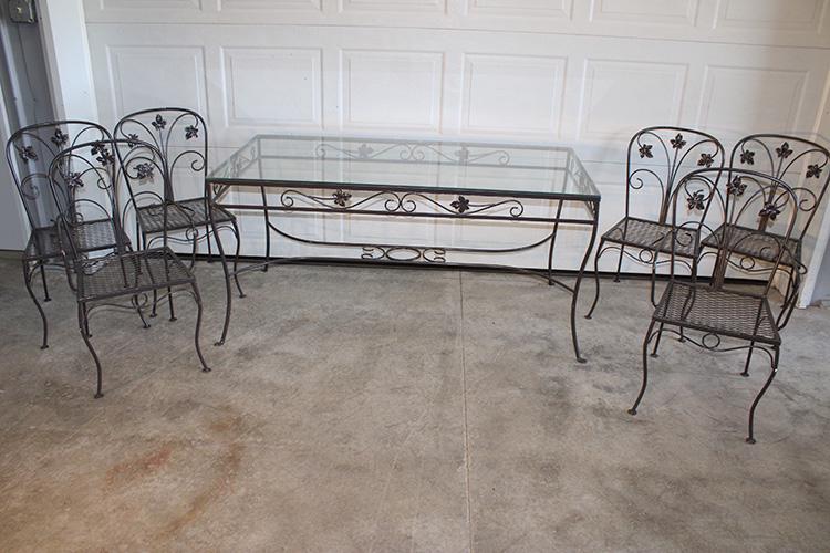 Beautiful 7 Pc Iron Glass Top Patio Set (1 of 5)