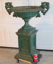 Large Victorian 2 Pc Double Handled Cast Iron Urn