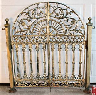 Real Nice Antique Gothic Cast Iron Gates: Real nice antique gothic cast iron gates in nice condition, very heavy. 46" wide, 47" tall.
