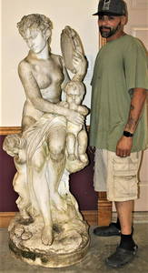 Incredible 19Th C. Monumental 5'6" Carved Marble Statue
