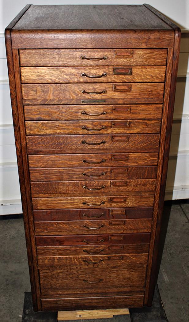 Wonderful 16 Drawer Oak Map Case (1 of 4)