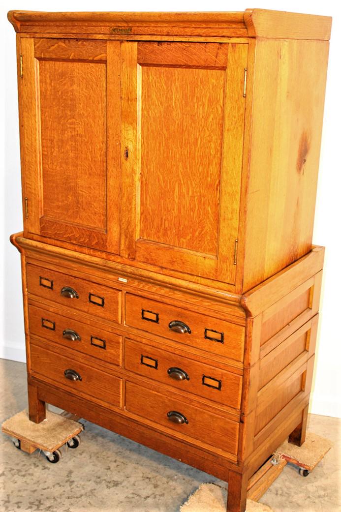 Oak Stacking File Cabinet Combo (1 of 6)