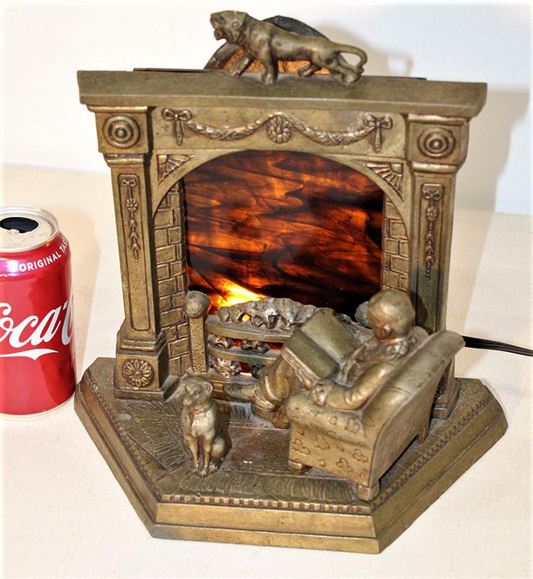 C. 1920's Lamp With Man Reading With His Dog (1 of 5)