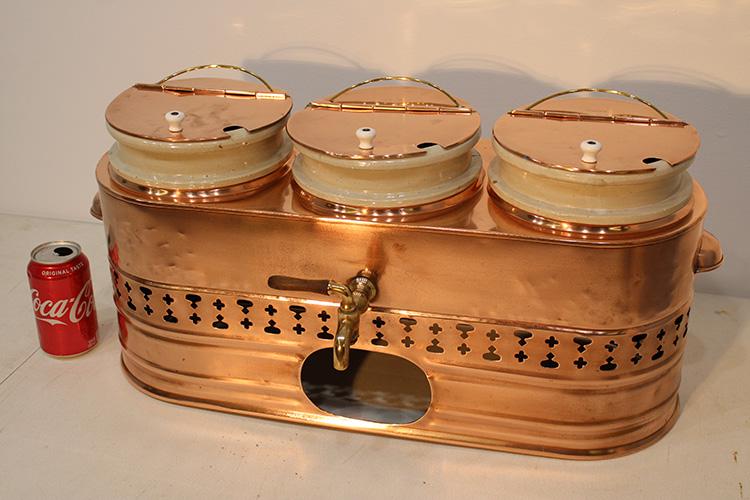 Antique Copper And Porcelain Food Warming Station (1 of 6)