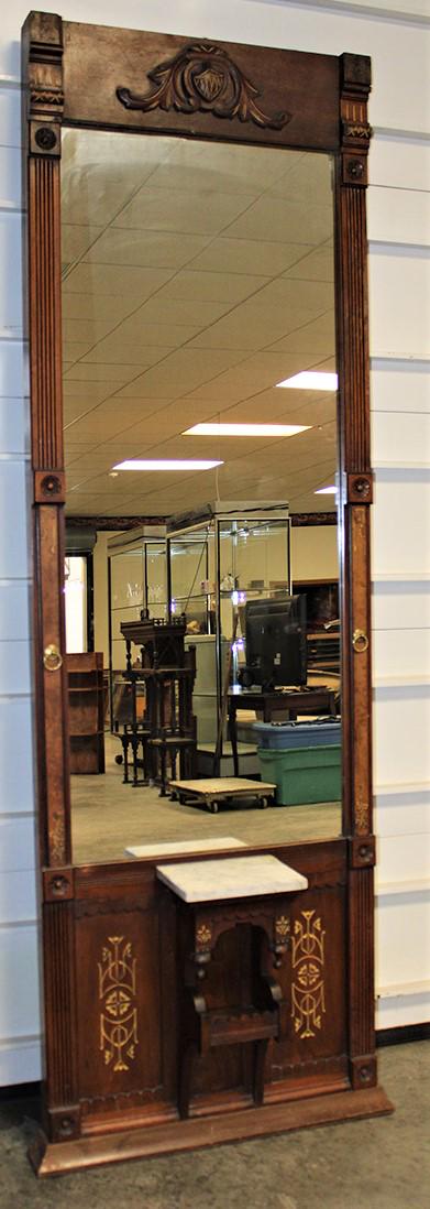 Walnut Victorian Marble Top Pier Mirror (1 of 4)