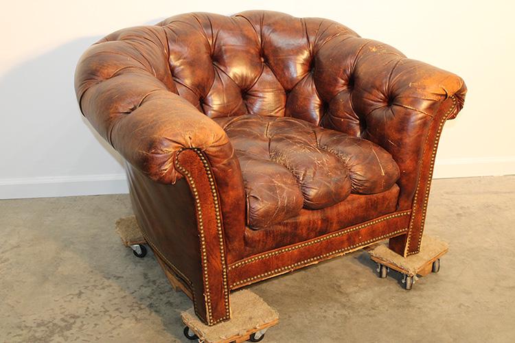 Large Tufted Leather Style Pub Chair (1 of 3)