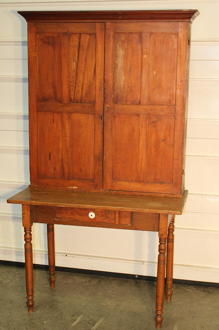 Sweet 19Th C. Country 2 Pc Desk With 2 Door Cupboard (1 of 3)