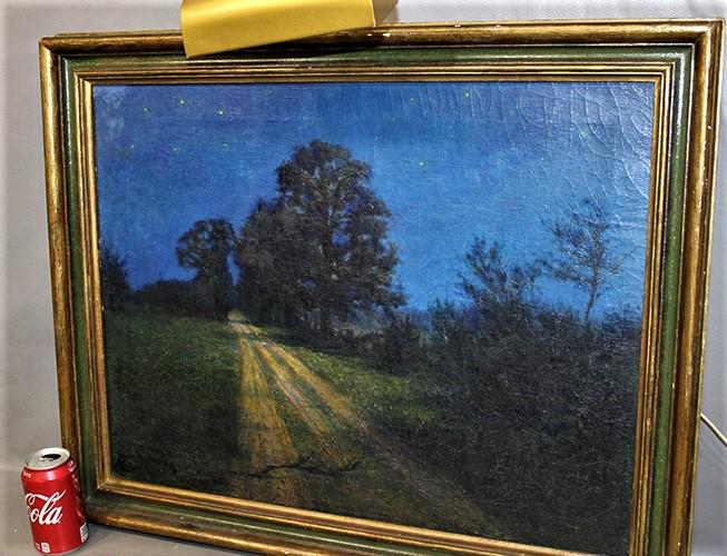 Real Nice Antique Estate Fresh Artist Signed Painting Oil On Canvas Of A Country Road (1 of 6)