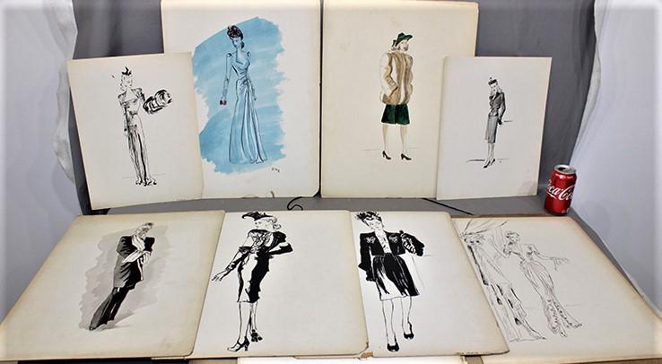 12 Fabulous Hand Done Design Or Watercolors: 12 fabulous hand done design or watercolors by Rose Arlotta. 6 are signed, (10) are 15" x 20", (2) are 11" x 15". Estate fresh, real nice in the original folio.