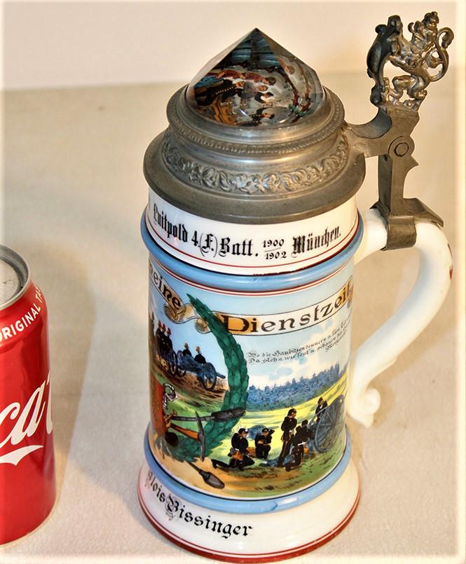 Nice Regimental Stein With Lithopane And Crystal Top (1 of 5)