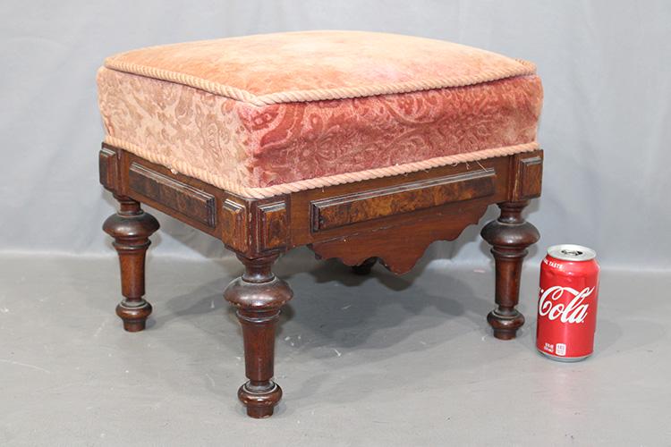 Clean Victorian Walnut And Burl Foot Stool (1 of 3)