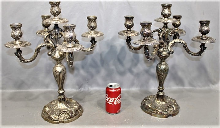 Large 18" Solid Sterling Silver Candelabras Over 80 Troy Oz (1 of 7)