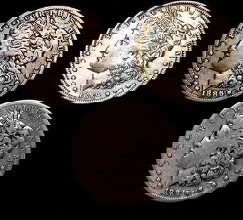 3 Estate Fresh Morgan Silver Dollars: 3 estate fresh Morgan silver dollars. 1886-O, 1889-O, 1884-O.