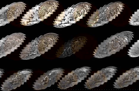 7 Peace Dollars. (1) Walking Liberty Half, (5) Kennedy Halves: 7 Peace dollars. (1) Walking Liberty half, (5) Kennedy halves. 6-1922, 1-1923-D, Walking Liberty 1937, Kennedy halves 5-1968-D.