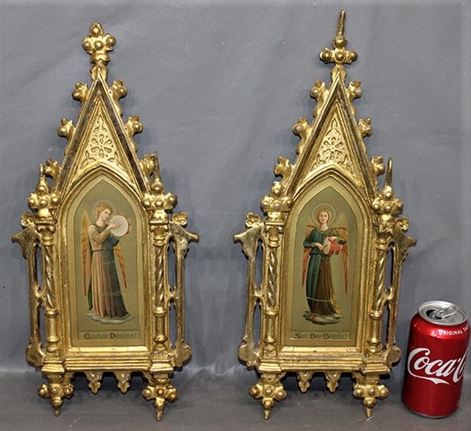 Pair Of Original Gilt 19Th C. Gothic Frame With Icon Scene (1 of 4)