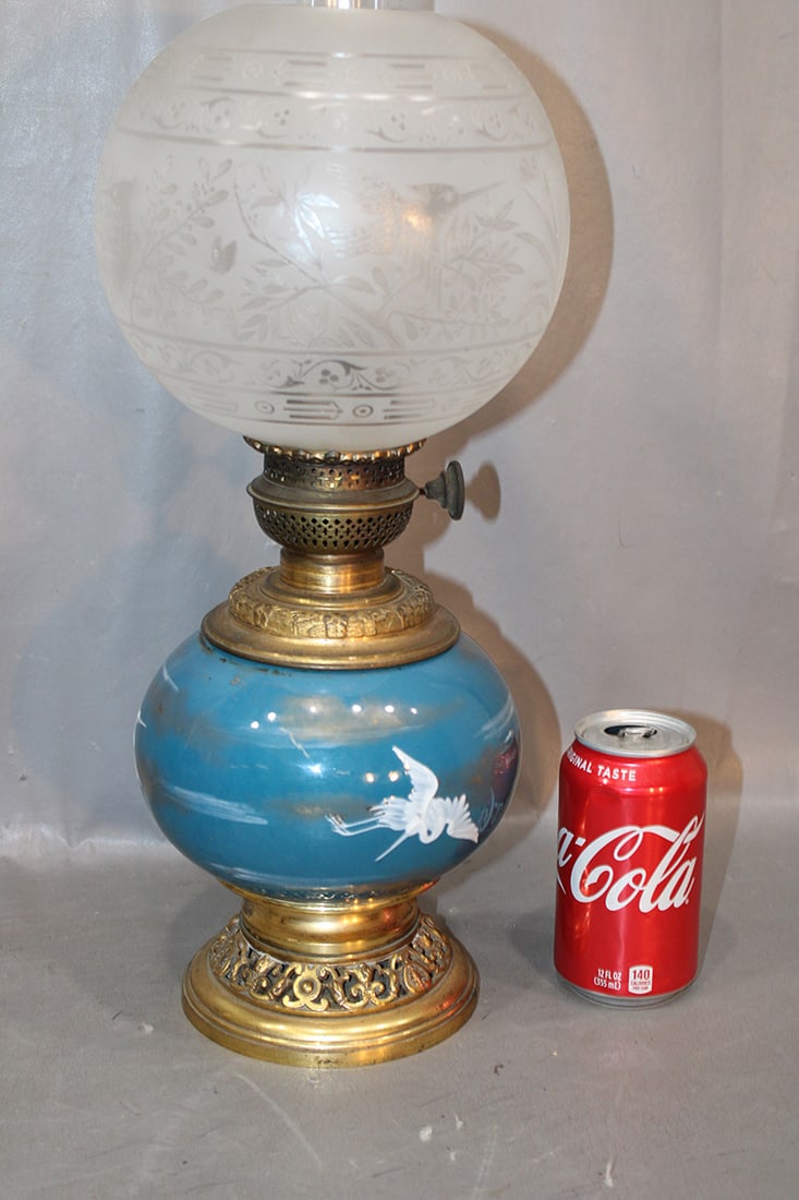 Exceptional Marked Harvard Bronze And Porcelain Oil Lamp (1 of 5)