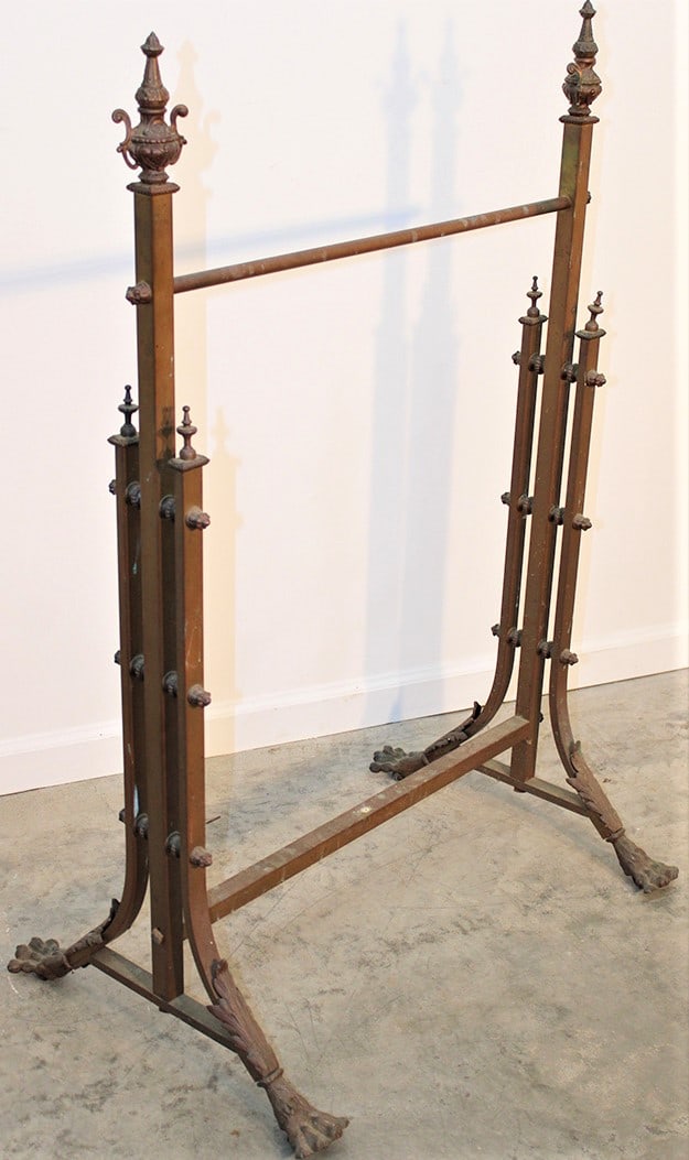 Victorian Solid Brass Towel Rack With Urn Finials And Claw Feet (1 of 5)