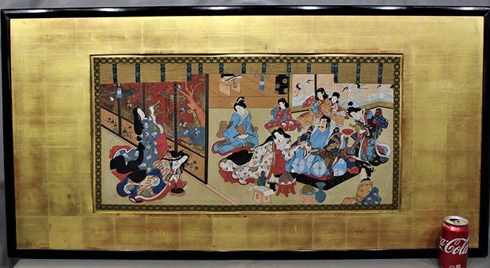Large Hand Done Estate Fresh Signed Oriental Wood Block (1 of 5)